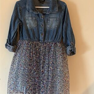 Denim and Floral Kids Dress